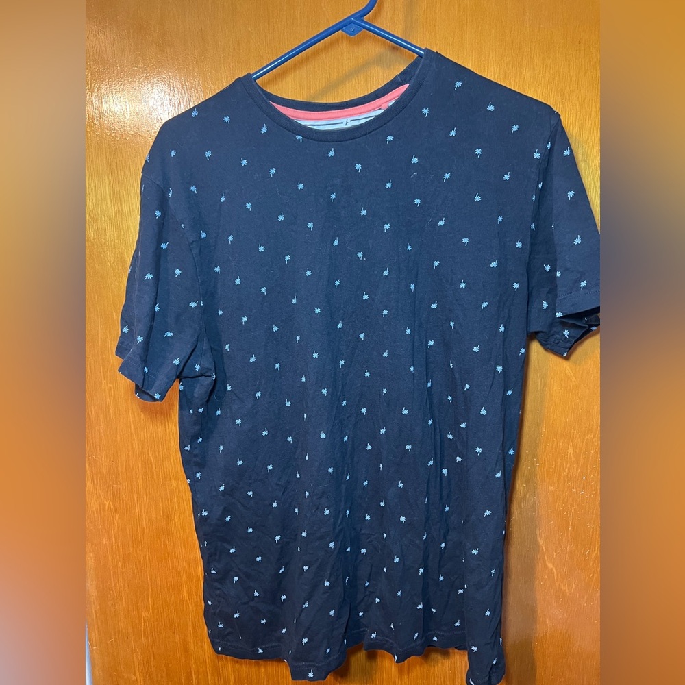 Cactus Man Ricky Singh Shirt Uni Navy Palm Tree Print Short Sleeve